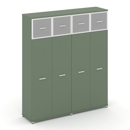 Concept Шкаф 2 широкие секции, 5 ниш CN.STS-527 RMW W Кобо/Металл Белый/Сатин 1668*420*1922