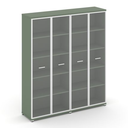 Concept Шкаф 2 широкие секции, 5 ниш CN.STS-528 RPW W Кобо/Металл Белый/Прозрачный 1668*420*1922