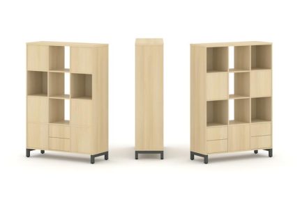 Style Project Набор стеллажа 2-х сторон., 4 яр. SN.NSD-431 Акация Лорка/Металл Антрацит 1121*400*161