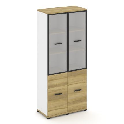 Concept Шкаф 2 узкие секции, 5 ниш CN.STU-522 RMB B Дуб Винченцо/Белый Бриллиант/Металл Черный/Сатин