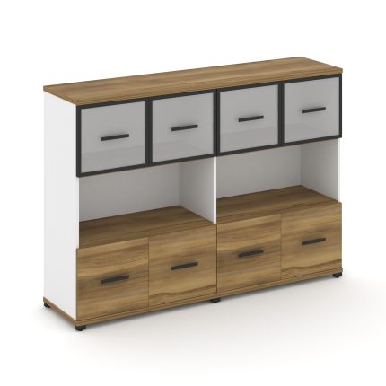 Concept Шкаф 2 широкие секции, 3 ниши CN.STS-325 RMB B Сандал Янтарный/Белый Бриллиант/Металл Черный