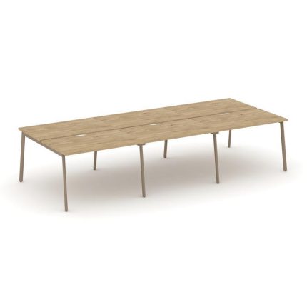 Estetica Рабочая станция 6 мест ES.D.RS-6.2-VP Тиквуд Светлый/Металл Латте 3540*1500*750