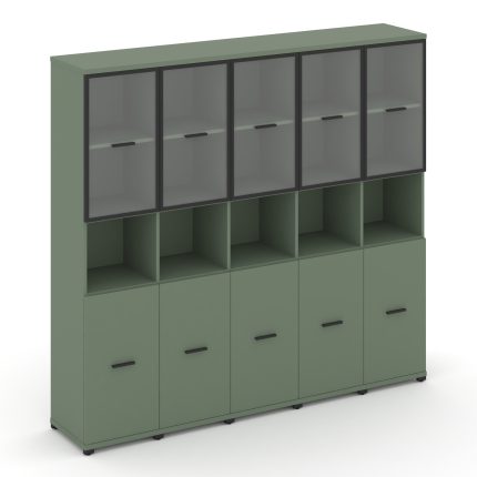 Concept Шкаф 5 узких секции, 5 ниш CN.STU-553 RP B Кобо/Металл Черный/Прозрачный 2084*420*1922