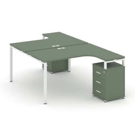 Concept Рабочая станция с 2 опорными тумбами CN.DSA-305 W Кобо/Металл Белый 1380*2400/3532*750