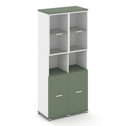 Concept Шкаф 2 узкие секции, 5 ниш CN.STU-523 RPW W Кобо/Белый Бриллиант/Металл Белый/Прозрачный 836