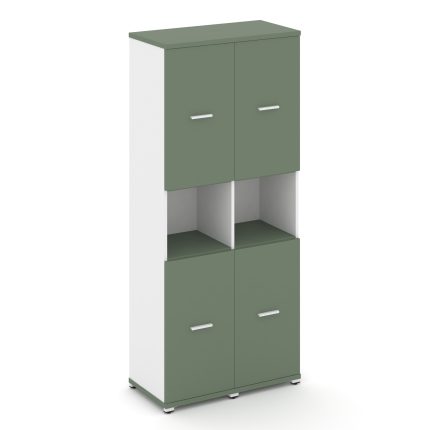 Concept Шкаф 2 узкие секции, 5 ниш CN.STU-523 W Кобо/Белый Бриллиант/Металл Белый 836*420*1922