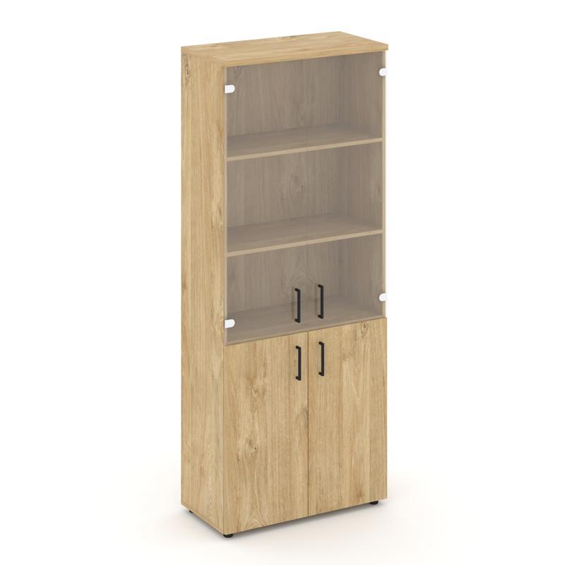 Style Project Шкаф высокий широкий SN.STS-102 Тиквуд Светлый/Прозрачный/Черный Ручки 796*400*1982