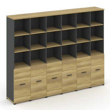 Concept Шкаф 6 узких секций, 5 ниш CN.STU-561 A Дуб Винченцо/Антрацит/Металл Антрацит 2500*420*1922