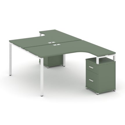 Concept Рабочая станция с 2 опорными тумбами CN.DSA-307 W Кобо/Металл Белый 1380*2400/3532*750