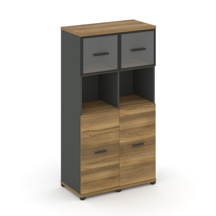 Concept Шкаф 2 узкие секции, 4 ниши CN.STU-425 RPB A Сандал Янтарный/Антрацит/Металл Антрацит/Прозра