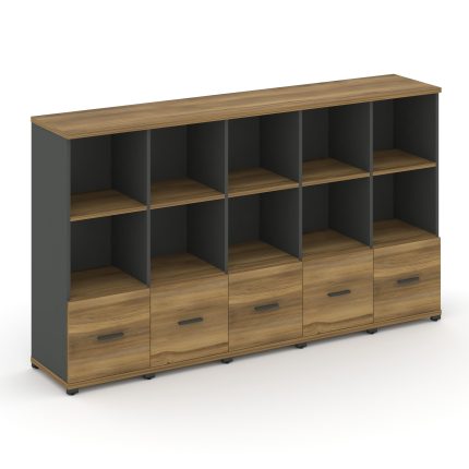 Concept Шкаф 5 узких секций, 3 ниши CN.STU-351 A Сандал Янтарный/Антрацит/Металл Антрацит 2084*420*1