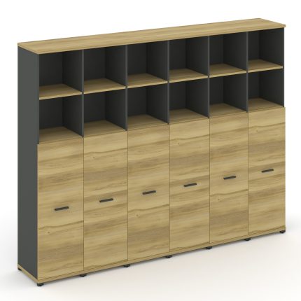 Concept Шкаф 6 узких секций, 5 ниш CN.STU-564 A Дуб Винченцо/Антрацит/Металл Антрацит 2500*420*1922