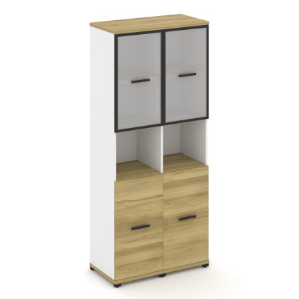 Concept Шкаф 2 узкие секции, 5 ниш CN.STU-523 RMB B Дуб Винченцо/Белый Бриллиант/Металл Черный/Сатин