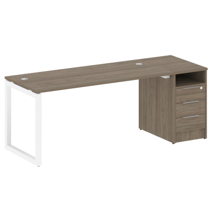 Metal System Quattro Рабочая станция с тумбой на О-образном м/к 50БО.РС-СТП-1.4 Вяз Благородный/Мета