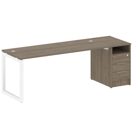 Metal System Quattro Рабочая станция с тумбой на О-образном м/к 50БО.РС-СТП-1.5 Вяз Благородный/Мета