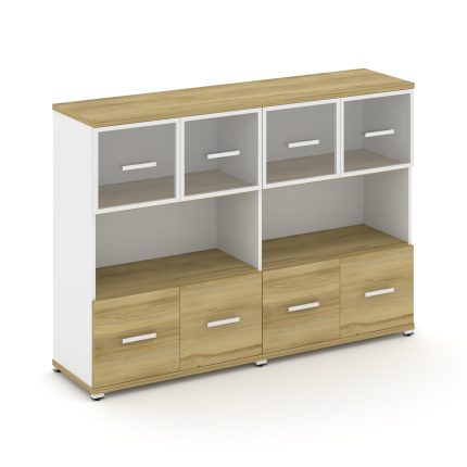 Concept Шкаф 2 широкие секции, 3 ниши CN.STS-325 RPW W Дуб Винченцо/Белый Бриллиант/Металл Белый/Про