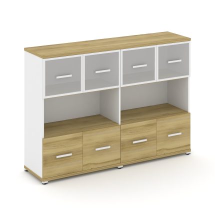 Concept Шкаф 2 широкие секции, 3 ниши CN.STS-325 RMW W Дуб Винченцо/Белый Бриллиант/Металл Белый/Сат