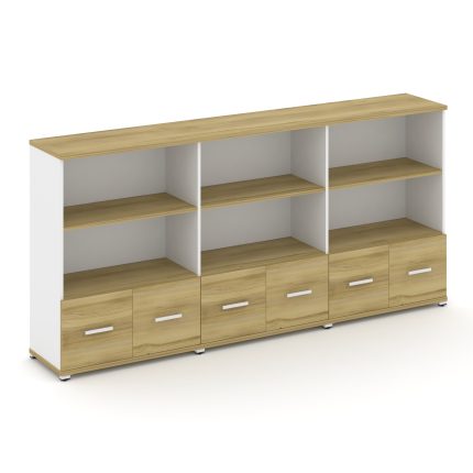 Concept Шкаф 3 широкие секции, 3 ниши CN.STS-331 W Дуб Винченцо/Белый Бриллиант/Металл Белый 2500*42