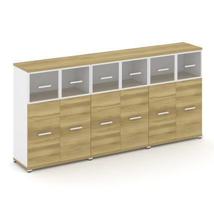 Concept Шкаф 3 широкие секции, 3 ниши CN.STS-334 RPW W Дуб Винченцо/Белый Бриллиант/Металл Белый/Про