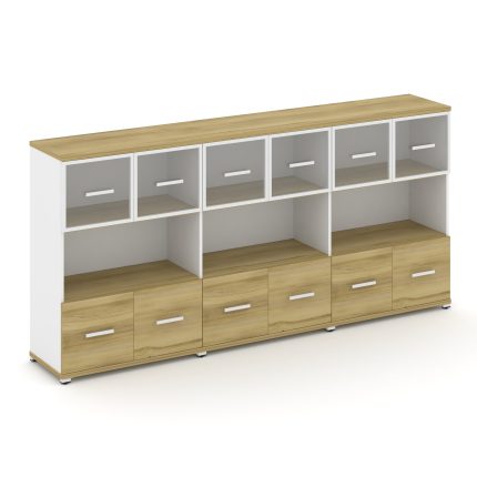 Concept Шкаф 3 широкие секции, 3 ниши CN.STS-335 RPW W Дуб Винченцо/Белый Бриллиант/Металл Белый/Про