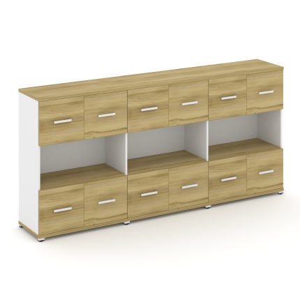 Concept Шкаф 3 широкие секции, 3 ниши CN.STS-335 W Дуб Винченцо/Белый Бриллиант/Металл Белый 2500*42