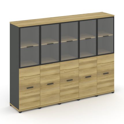 Concept Шкаф 5 узких секций, 4 ниши CN.STU-452 RPB A Дуб Винченцо/Антрацит/Металл Антрацит/Прозрачны