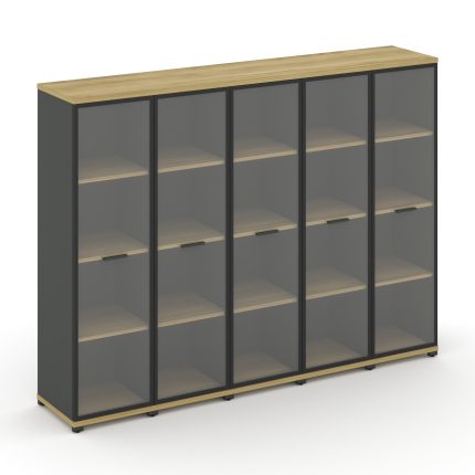 Concept Шкаф 5 узких секций, 4 ниши CN.STU-456 RPB A Дуб Винченцо/Антрацит/Металл Антрацит/Прозрачны