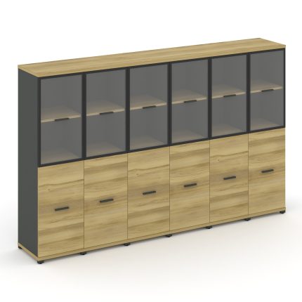 Concept Шкаф 6 узких секций, 4 ниши CN.STU-462 RPB A Дуб Винченцо/Антрацит/Металл Антрацит/Прозрачны