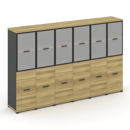 Concept Шкаф 6 узких секций, 4 ниши CN.STU-462 RMB A Дуб Винченцо/Антрацит/Металл Антрацит/Сатин 250