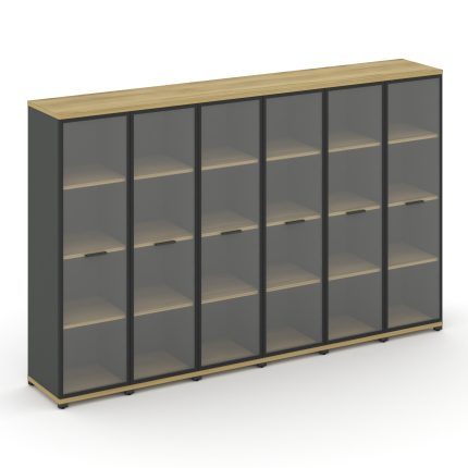 Concept Шкаф 6 узких секций, 4 ниши CN.STU-466 RPB A Дуб Винченцо/Антрацит/Металл Антрацит/Прозрачны