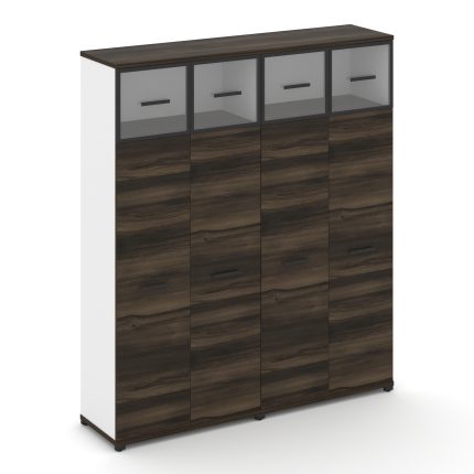 Concept Шкаф 2 широкие секции, 5 ниш CN.STS-527 RPB B Дуб Мали/Белый Бриллиант/Металл Черный/Прозрач