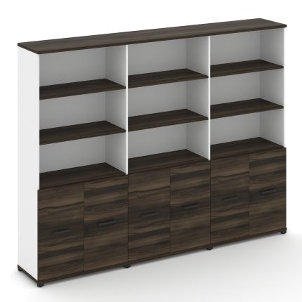 Concept Шкаф 3 широкие секции, 5 ниш CN.STS-531 B Дуб Мали/Белый Бриллиант/Металл Черный 2500*420*19