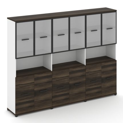 Concept Шкаф 3 широкие секции, 5 ниш CN.STS-533 RMB B Дуб Мали/Белый Бриллиант/Металл Черный/Сатин 2