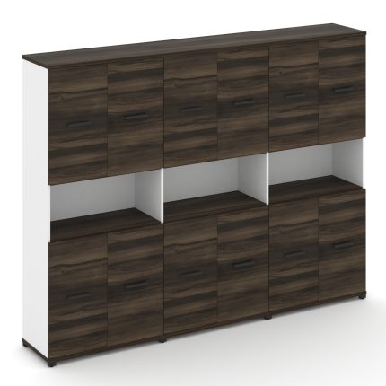 Concept Шкаф 3 широкие секции, 5 ниш CN.STS-533 B Дуб Мали/Белый Бриллиант/Металл Черный 2500*420*19