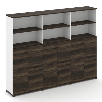 Concept Шкаф 3 широкие секции, 5 ниш CN.STS-534 B Дуб Мали/Белый Бриллиант/Металл Черный 2500*420*19