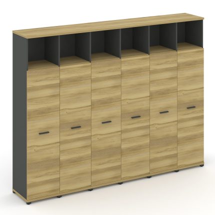 Concept Шкаф 6 узких секций, 5 ниш CN.STU-566 A Дуб Винченцо/Антрацит/Металл Антрацит 2500*420*1922