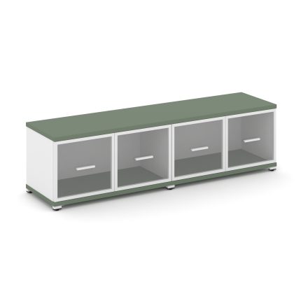 Concept Шкаф 2 широкие секции, 1 ниша CN.STS-123 RPW W Кобо/Белый Бриллиант/Металл Белый/Прозрачный