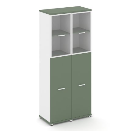 Concept Шкаф 2 узкие секции, 5 ниш CN.STU-525 RPW W Кобо/Белый Бриллиант/Металл Белый/Прозрачный 836