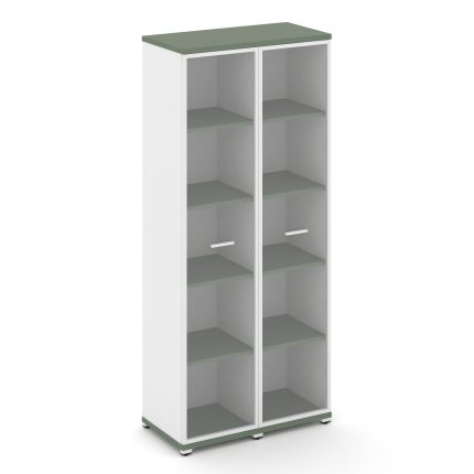 Concept Шкаф 2 узкие секции, 5 ниш CN.STU-528 RPW W Кобо/Белый Бриллиант/Металл Белый/Прозрачный 836