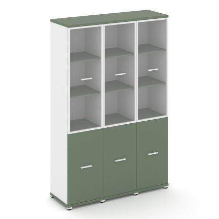 Concept Шкаф 3 узкие секции, 5 ниш CN.STU-532 RPW W Кобо/Белый Бриллиант/Металл Белый/Прозрачный 125