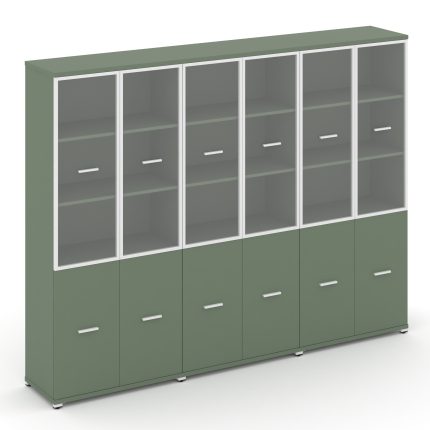 Concept Шкаф 3 широкие секции, 5 ниш CN.STS-532 RPW W Кобо/Металл Белый/Прозрачный 2500*420*1922