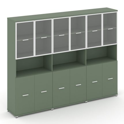 Concept Шкаф 3 широкие секции, 5 ниш CN.STS-533 RPW W Кобо/Металл Белый/Прозрачный 2500*420*1922