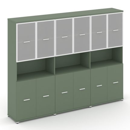 Concept Шкаф 3 широкие секции, 5 ниш CN.STS-533 RMW W Кобо/Металл Белый/Сатин 2500*420*1922