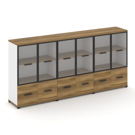 Concept Шкаф 3 широкие секции, 3 ниши CN.STS-332 RPB B Сандал Янтарный/Белый Бриллиант/Металл Черный