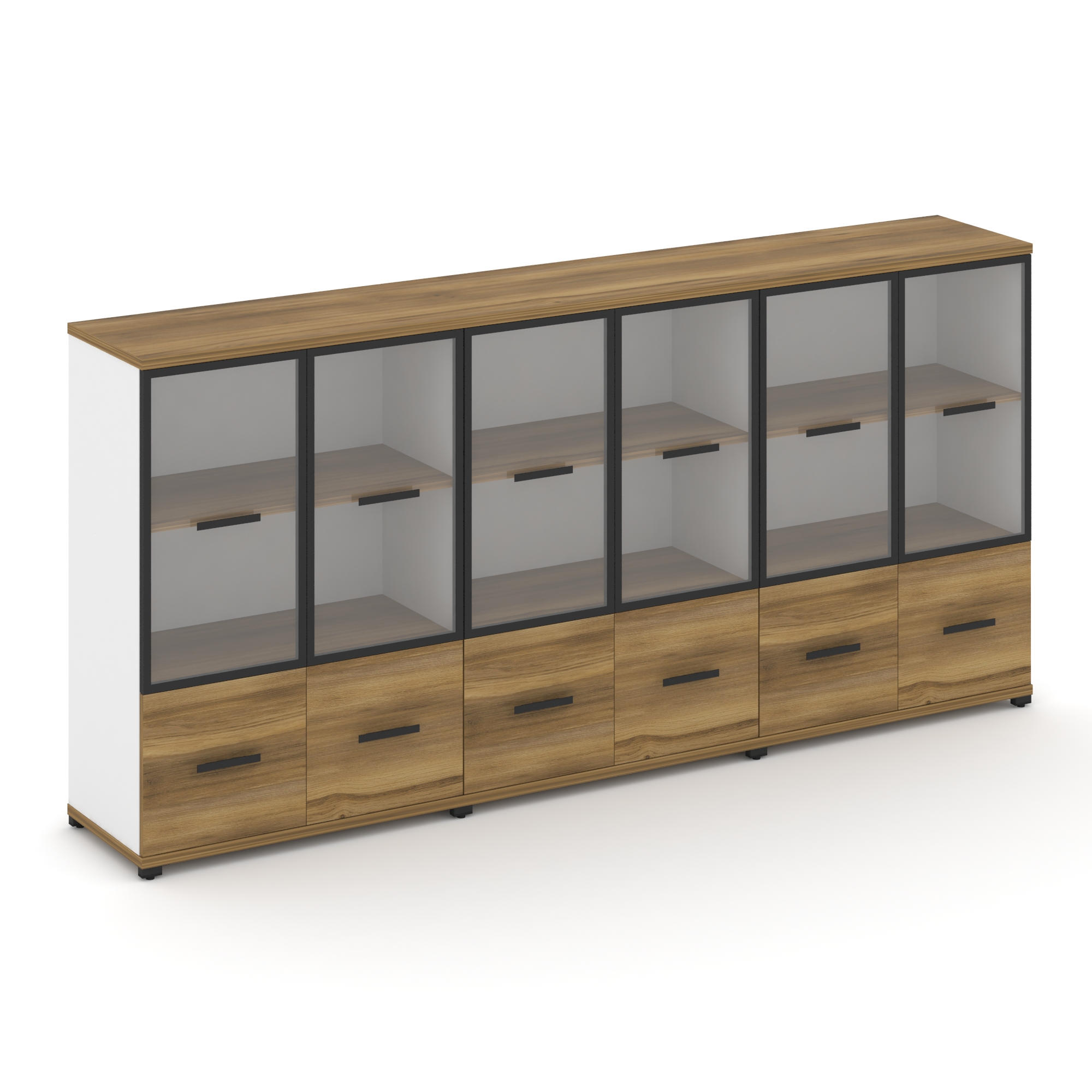 Concept Шкаф 3 широкие секции, 3 ниши CN.STS-332 RPB B Сандал Янтарный/Белый Бриллиант/Металл Черный