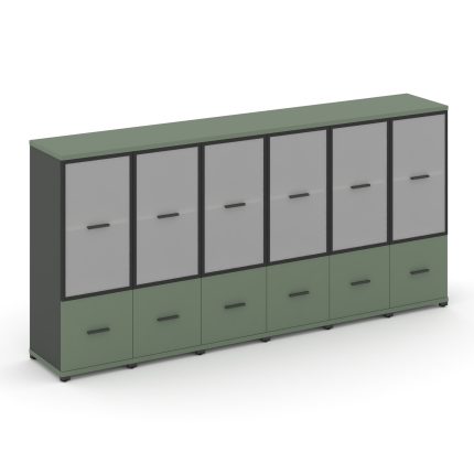 Concept Шкаф 6 узких секций, 3 ниши CN.STU-362 RMB A Кобо/Антрацит/Металл Антрацит/Сатин 2500*420*11