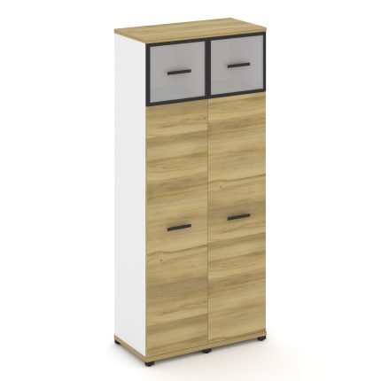 Concept Шкаф 2 узкие секции, 5 ниш CN.STU-527 RMB B Дуб Винченцо/Белый Бриллиант/Металл Черный/Сатин