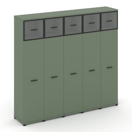 Concept Шкаф 5 узких секций, 5 ниш CN.STU-557 RP B Кобо/Металл Черный/Прозрачный 2084*420*1922