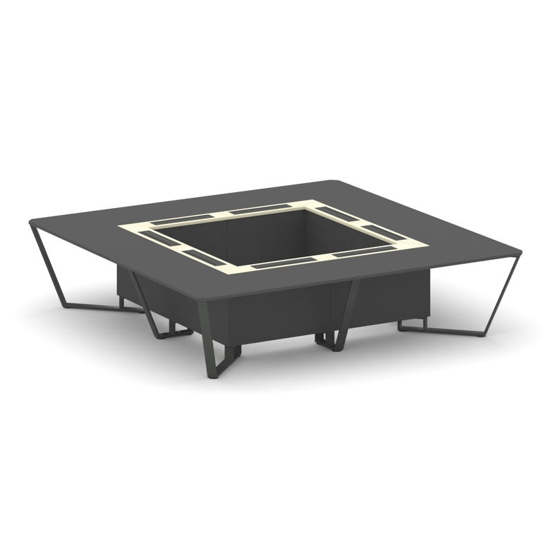 Steel Meet Стол переговорный квадратный KMK-PR.B.SP-16K Антрацит/Ваниль Глянец/Металл Антрацит 3200*