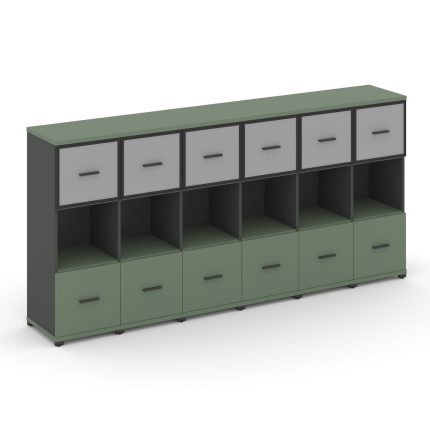 Concept Шкаф 6 узких секций, 3 ниши CN.STU-365 RMB A Кобо/Антрацит/Металл Антрацит/Сатин 2500*420*11